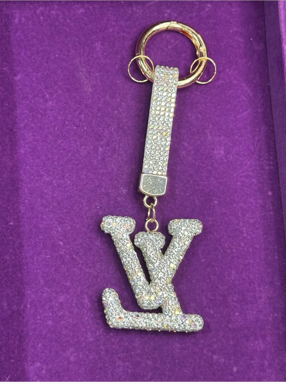 Sparkle interlocking bling bag charm keyring
